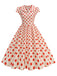 1950s Polka Dot Lapel Collar Cap Sleeve Swing Dress, vintage dress, retro fashion, rockabilly, pin-up fashion - perfect for women who love vintage and retro fashion