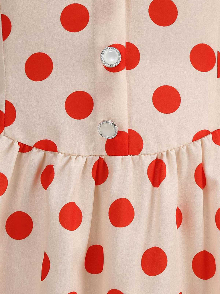 1950s Polka Dot Lapel Collar Cap Sleeve Swing Dress, vintage dress, retro fashion, rockabilly, pin-up fashion - perfect for women who love vintage and retro fashion