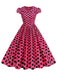 1950s Polka Dot Lapel Collar Cap Sleeve Swing Dress, vintage dress, retro fashion, rockabilly, pin-up fashion - perfect for women who love vintage and retro fashion