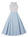 1950s Polka Dot Patchwork Halter Round-Neck Dress - vintage dress, retro fashion, rockabilly