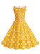 1950s Polka Dot Peter Pan Collar Sleeveless Dress - vintage dress, retro fashion, rockabilly