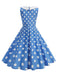 1950s Polka Dot Peter Pan Collar Sleeveless Dress - vintage dress, retro fashion, rockabilly