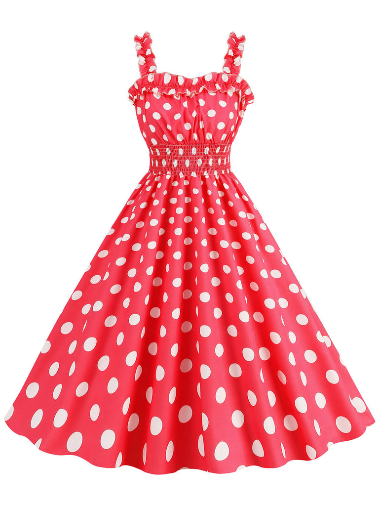 1950s Polka Dot Smocking Strap Dress, vintage dress, retro fashion, rockabilly, pin-up fashion - perfect for women who love vintage and retro fashion