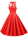 1950s Polka Dots Lace Up Halter Swing Dress — a 1950s silhouette that turns sidewalks into runways