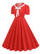 1950s Polka Dots Lapel Bowknot Swing Dress, vintage dress, retro fashion, rockabilly, pin-up fashion - perfect for women who love vintage and retro fashion