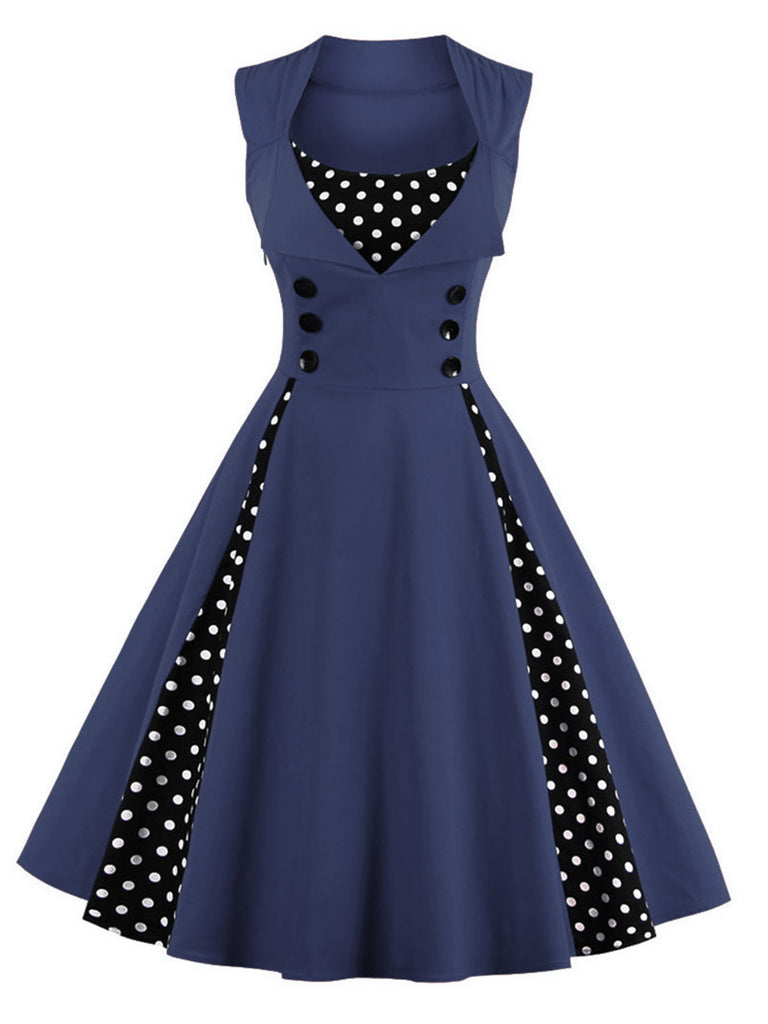 1950s Polka Dots Lapel Patchwork Swing Dress: timeless style reimagined