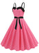 1950s Polka Dots Patchwork Ribbon Strap Dress: where 1950s romance meets her modern spirit