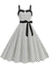 1950s Polka Dots Patchwork Ribbon Strap Dress — a 1950s silhouette that turns sidewalks into runways