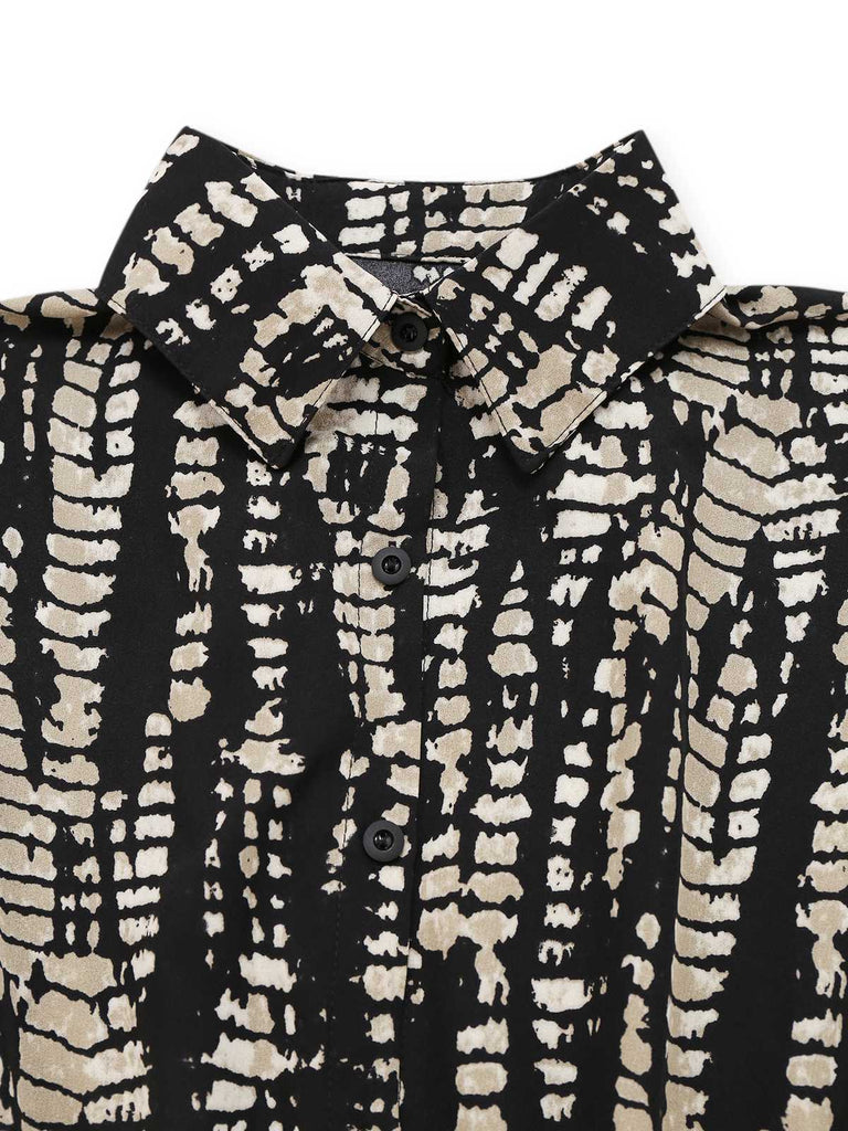1950s Print Tie Waist Shirt Romper - vintage jumpsuit, retro fashion