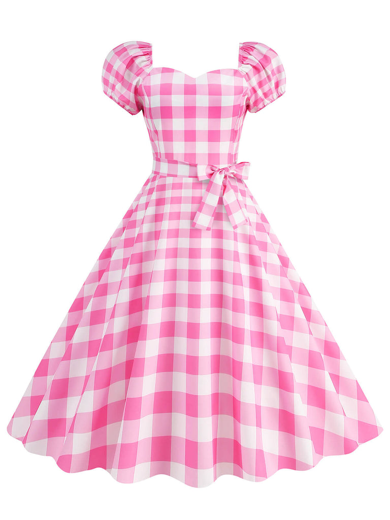 1950s Puff Sleeve Lace-Up Swing Dress: timeless style reimagined