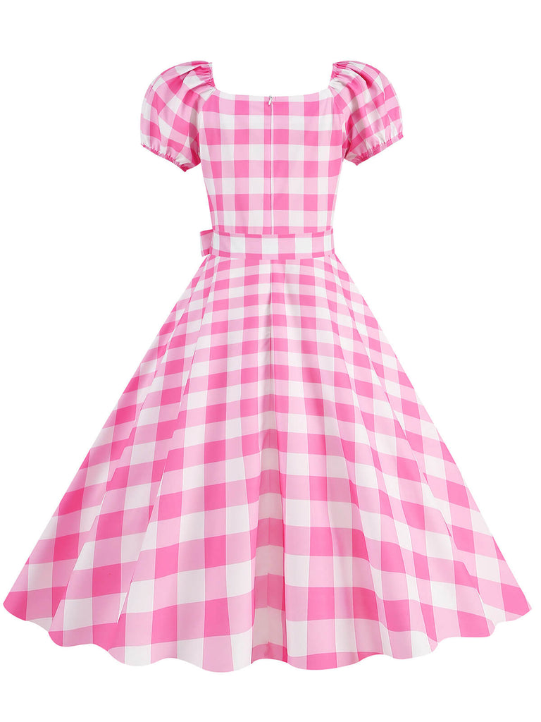 1950s Puff Sleeve Lace-Up Swing Dress — vintage elegance for the modern woman