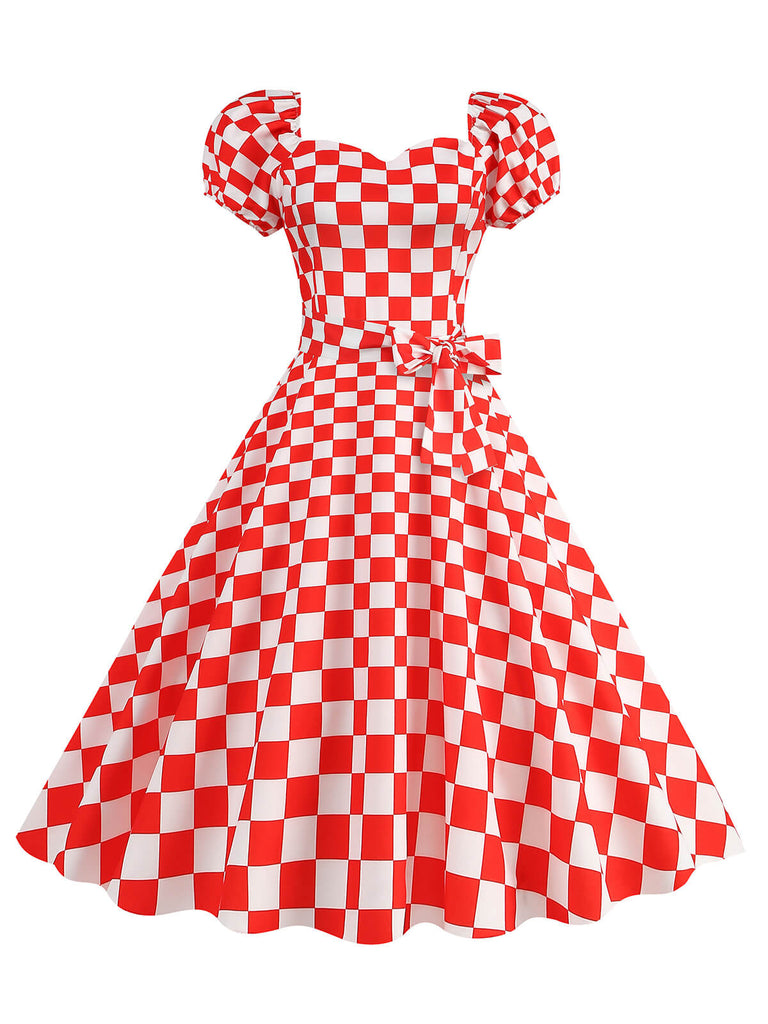 1950s Puff Sleeve Lace-Up Swing Dress: timeless style reimagined