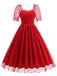 1950s Puff Sleeve Valentine Heart Mesh Dress — the kind of 1950s dress that makes strangers smile