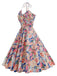 Yellow 1950s Cotton Halter Floral Print Dress, vintage dress, retro fashion, rockabilly, pin-up fashion - perfect for women who love vintage and retro fashion