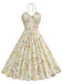 [Pre-Sale] Yellow 1950s Cotton Halter Floral Print Dress, vintage dress, retro fashion, rockabilly, pin-up fashion - perfect for women who love vintage and retro fashion