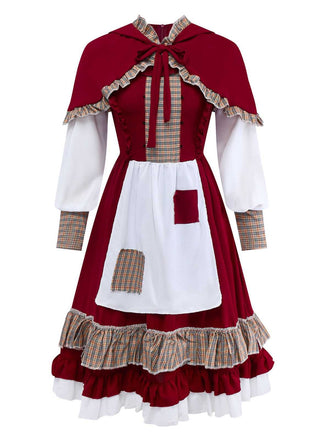 1950s Red Riding Halloween Costume Dress With Cape - vintage dress, retro fashion, rockabilly
