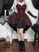 1950s Red Rose Jacquard Lace-Up Dress - 11