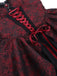 1950s Red Rose Jacquard Lace-Up Dress - 3