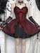 1950s Red Rose Jacquard Lace-Up Dress - 7