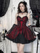 1950s Red Rose Jacquard Lace-Up Dress - 9