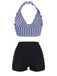 1950s Retro Halter Stripes Bikini Set - vintage fashion, retro style
