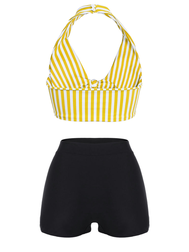 1950s Retro Halter Stripes Bikini Set - vintage fashion, retro style