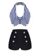 1950s Retro Halter Stripes Bikini Set - vintage fashion, retro style