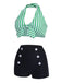 1950s Retro Halter Stripes Bikini Set - vintage fashion, retro style