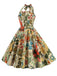 She slips into this 1950s Retro Pictorial Halter Swing Dress and suddenly it's a 1950s daydream
