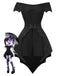 2PCS Black 1950s Gothic Bat Romper & High-Low Cover-Up - vintage jumpsuit, retro fashion, classic black