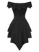 2PCS Black 1950s Gothic Bat Romper & High-Low Cover-Up - vintage jumpsuit, retro fashion, classic black