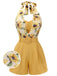 2PCS 1950s Yellow Sunflower & Green Floral Halter Romper - vintage jumpsuit, retro fashion