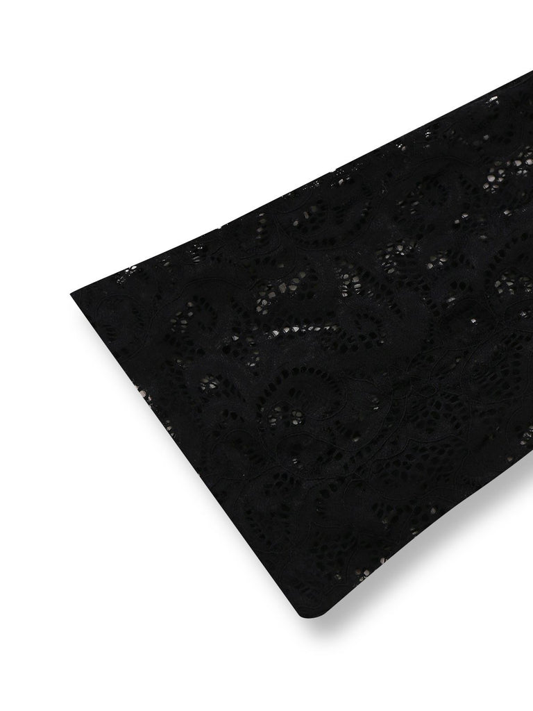 Black 1950s Lace Long Sleeve Cutout Bodysuit Romper - vintage jumpsuit, retro fashion, classic black