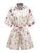 Multicolor 1950s Floral Lapel Batwing Sleeve Romper - vintage jumpsuit, retro fashion
