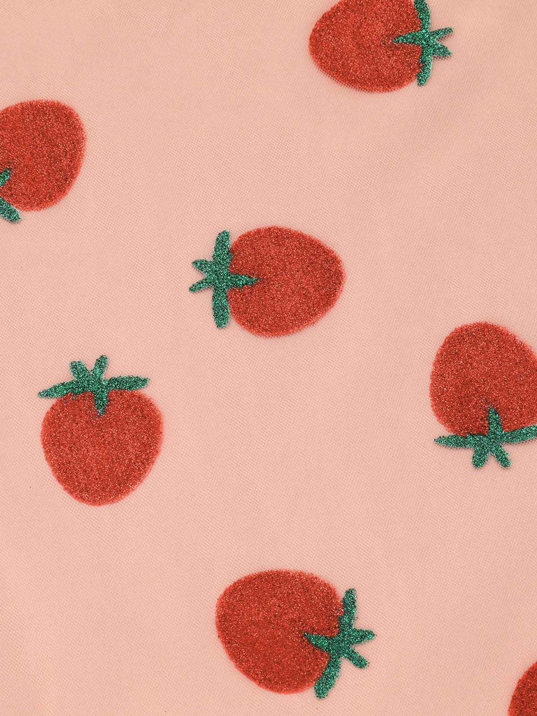 2PCS Pink 1950s Halter Strawberry Romper & Umbrella Skirt - vintage skirt, retro style
