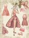 2PCS Pink 1950s Halter Strawberry Romper & Umbrella Skirt - vintage skirt, retro style