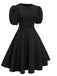 She slips into this 1950s Round Neck Puff Sleeve A-Line Dress and suddenly it's a 1950s daydream