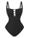 1950s Ruched Cutout Tummy Control One-Piece Swimsuit - vintage swimwear, retro swimsuit, pin-up style for vintage lovers