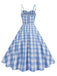 1950s Ruched Spaghetti Straps Gingham Plaid Dress: where 1950s romance meets her modern spirit