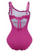 Pink 1950s Ruffle Slim Bikini One Piece One Piece Swimsuit 4