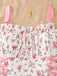 1950s Ruffled Square Neck Sleeveless Floral Print Swing Dress
