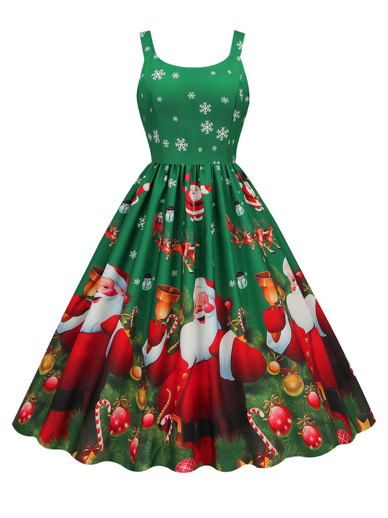 1950s Santa Claus Snowflake U-Neck Swing Dress - vintage dress, retro fashion, rockabilly
