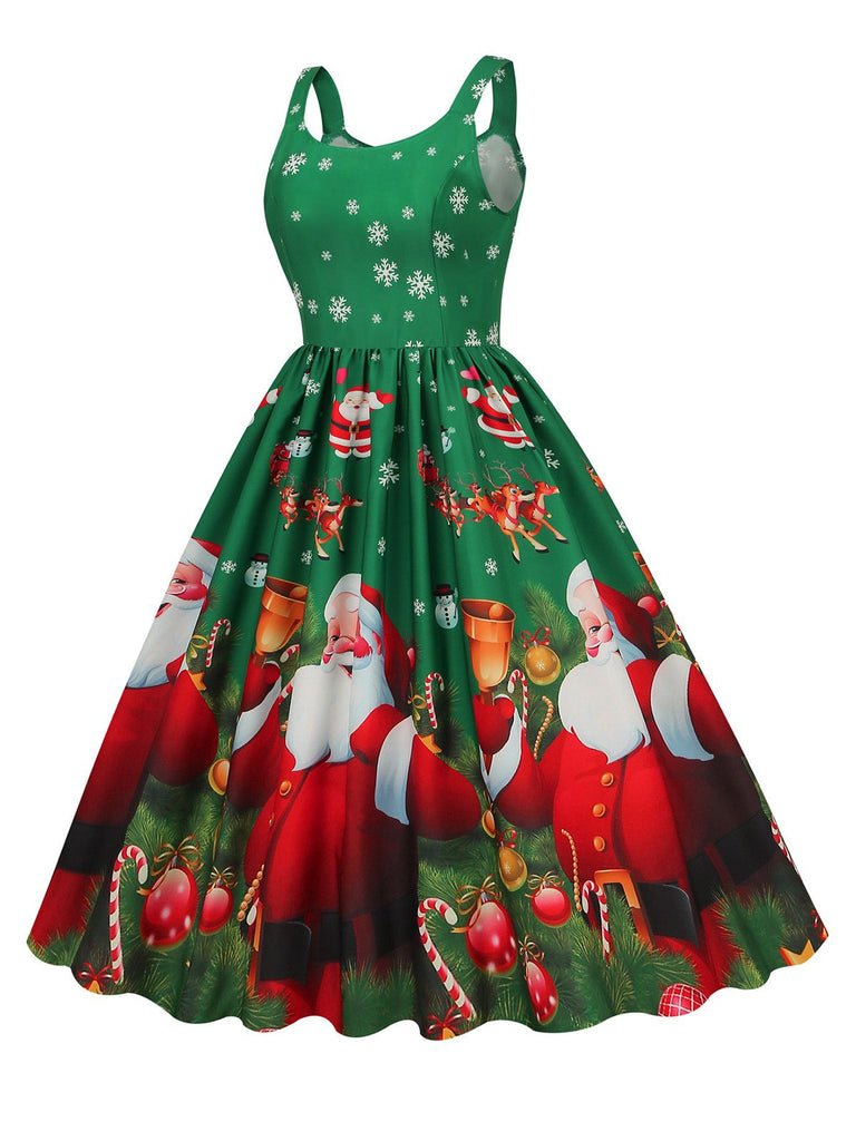 1950s Santa Claus Snowflake U-Neck Swing Dress - vintage dress, retro fashion, rockabilly