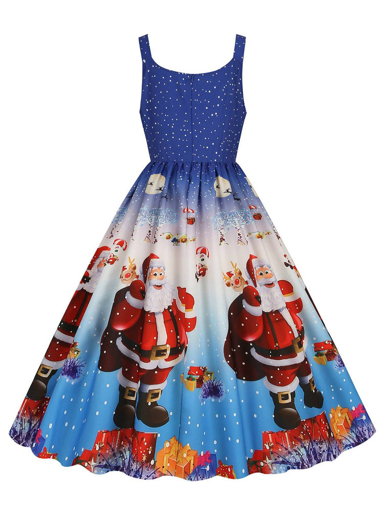 1950s Santa Claus Snowflake U-Neck Swing Dress - vintage dress, retro fashion, rockabilly