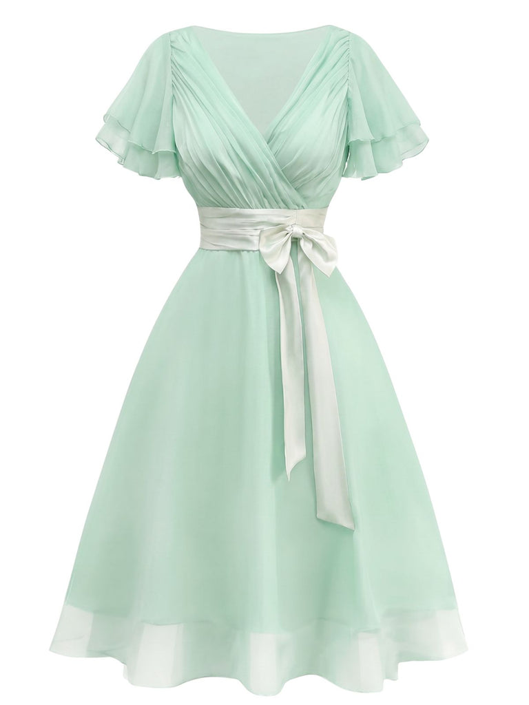 Champagne 1950s Satin Belt Tulle Cocktail Dress, vintage dress, retro fashion, rockabilly, pin-up fashion - perfect for women who love vintage and retro fashion