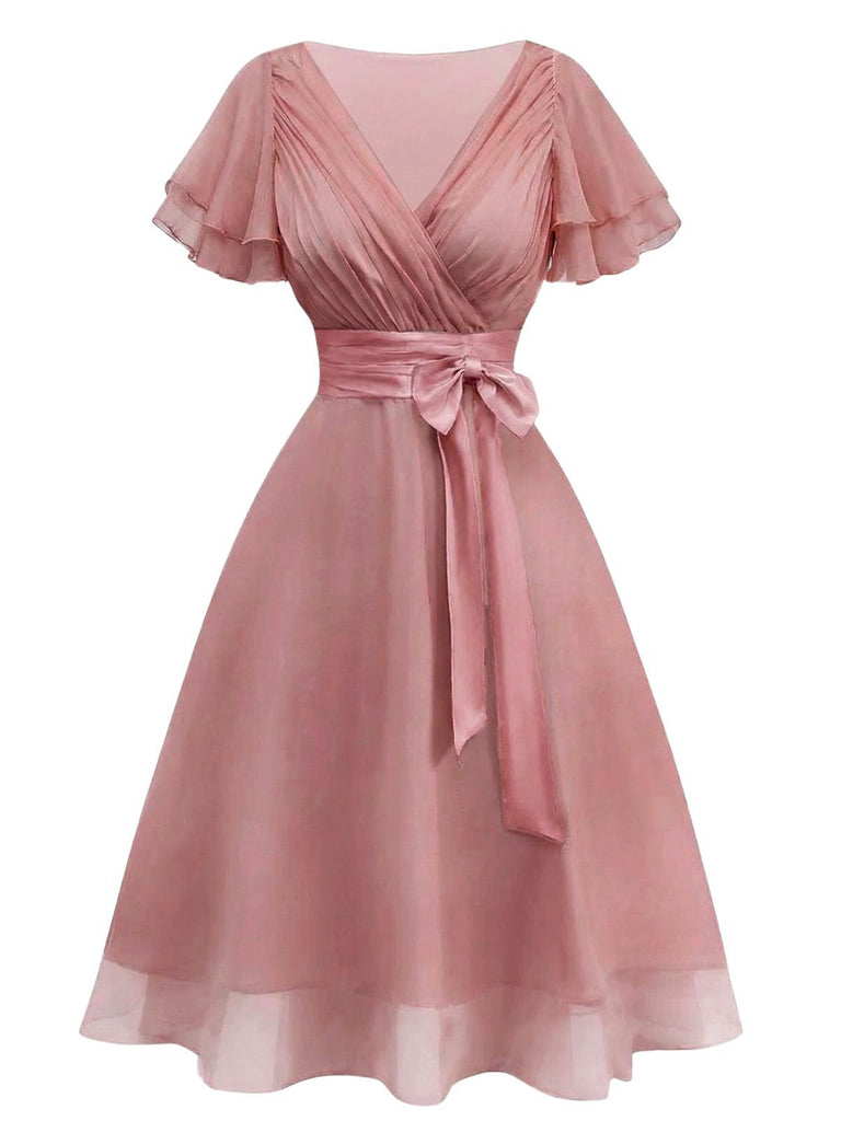 Champagne 1950s Satin Belt Tulle Cocktail Dress, vintage dress, retro fashion, rockabilly, pin-up fashion - perfect for women who love vintage and retro fashion