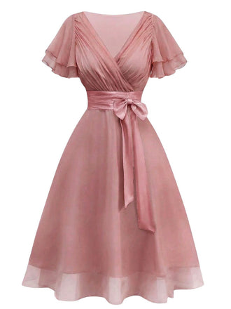 Champagne 1950s Satin Belt Tulle Cocktail Dress, vintage dress, retro fashion, rockabilly, pin-up fashion - perfect for women who love vintage and retro fashion