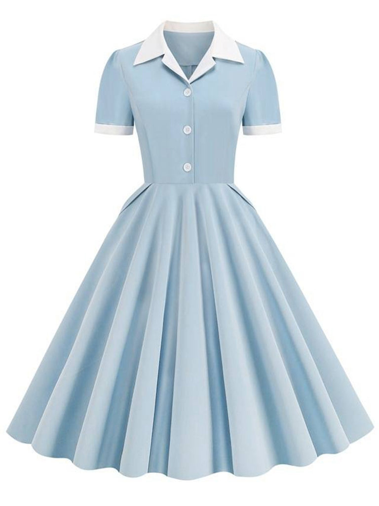 This 1950s Shirt Collar Buttons Swing Dress wraps her in 1950s elegance, one twirl at a time