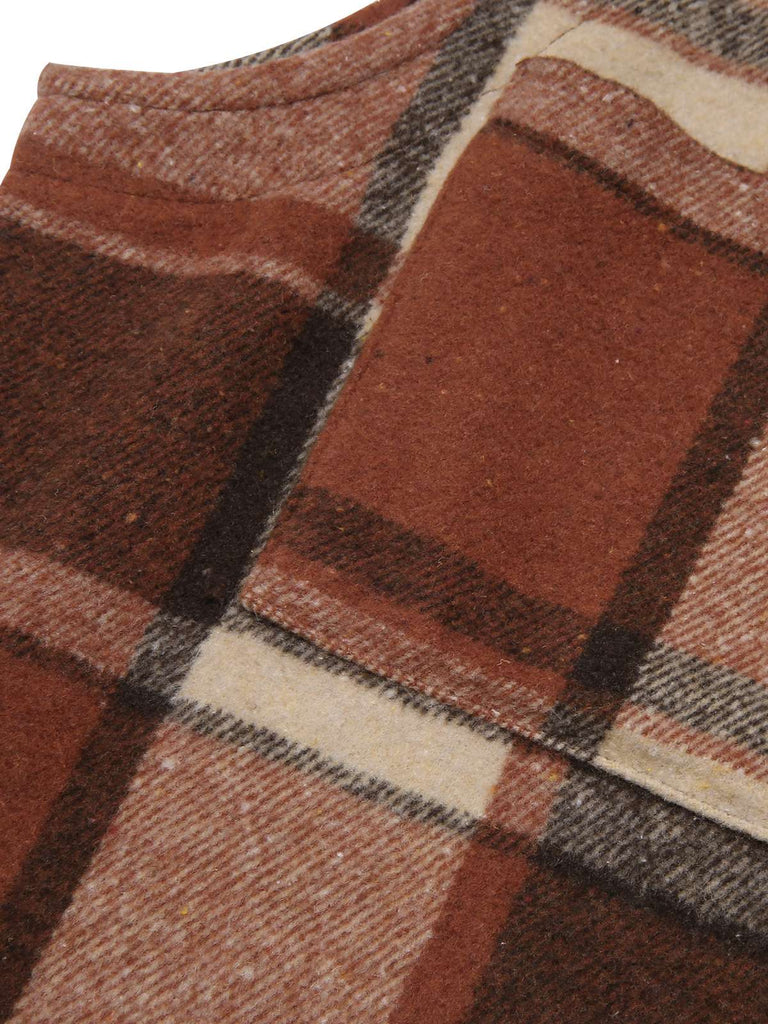 1950s Shirt Collar Flannelette Plaid Vest Coat, vintage coat, retro outerwear - perfect for women who love vintage and retro fashion