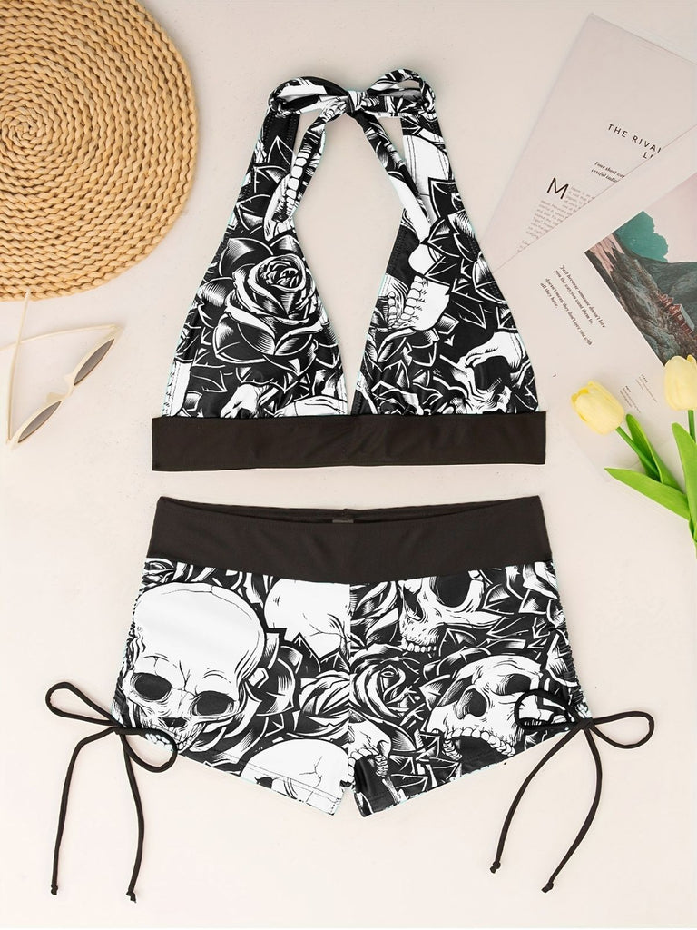 1950s Print Modest Tankini Set 5